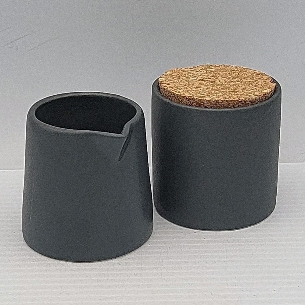 Milk "Jug" Creamer and Sugar‎ Bowl with Cork Lid Set ~ Nice!